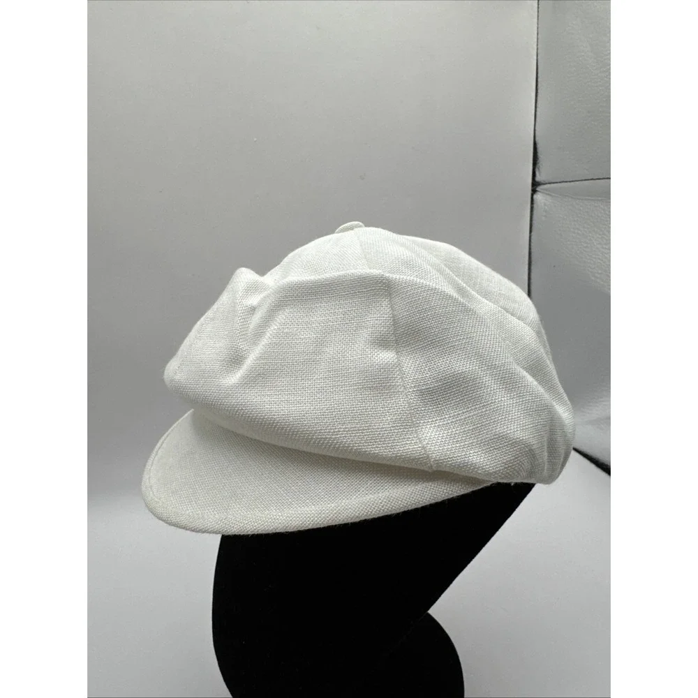 Vintage‎ Peckett The English Eton Toddler Or Doll Lined Newsboy Hat White Linen